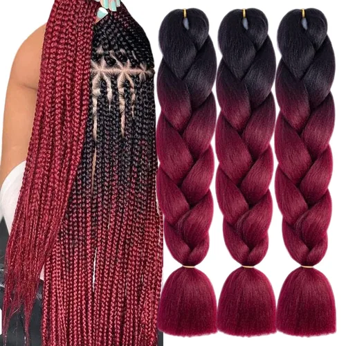 Vista 36 de Beige (613) Cabello trenzado 6 paquetes de extensiones de cabello sintético de 24 pulgadas, extensiones de cabello trenzado Jumbo Ombre trenzado