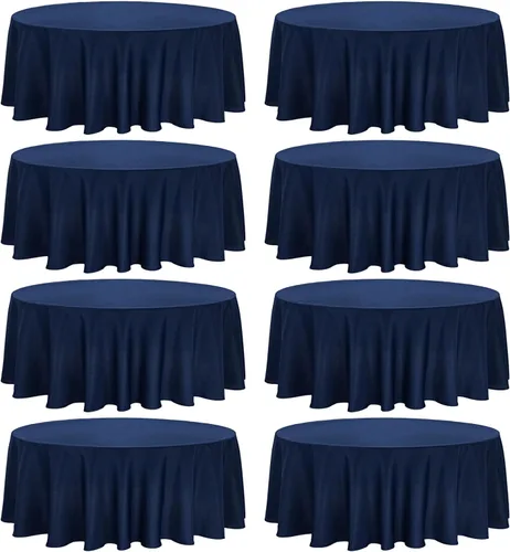 Vista 10 de Fivenl Paquete de 8 manteles redondos de 70 pulgadas, color negro, tela de poliéster lavable a granel, para bodas, fiestas, recepciones, banquetes