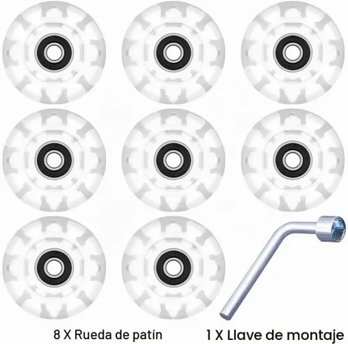 Vista 7 de Tanzfrosch Paquete de 8 Ruedas de Patines con Rodamientos Instalados Ruedas Cuádruples con Luz para Patinaje de Doble Fila y Monopatín 82A Rosa