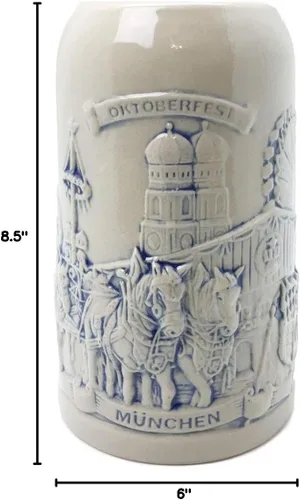 Vista 6 de Essence of Europe Gifts Beer Stein Munich Beer Wagon Taza de cerveza de gres por E.H.G .5 Litro