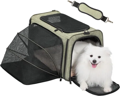 Vista 10 de Petsfit Transportador Expandible para Conejos Transportador para Gatos Pequeños Aprobado por Aerolíneas, 16X10X9 Pulgadas Bolsa de Viaje Portátil
