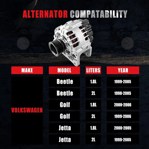 Vista 2 de Nuevo alternador para Volkswagen para GOLF 1999-2006 para JETTA 1999-2005 alternador de alto rendimiento 90AMP 12V Reemplazar 13852 21485 ABO0193