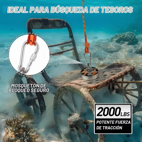 Vista 4 de FINDMAG Kit de pesca con imán de 2000 libras, imanes de pesca de 3.7 Agujero único de alto rendimiento