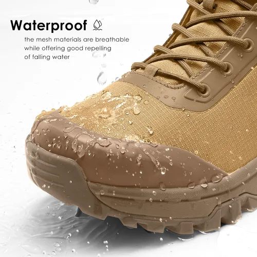 Vista 4 de Coostar Botas tácticas para hombre, ligeras, militares, botas de combate con cremallera lateral, para motocicleta, senderismo, trabajo
