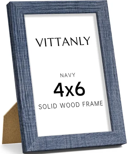 Vista 91 de Vittanly - Marco de fotos de 4 x 6 pulgadas de madera maciza con plexiglás, incluye paspartú de 3,5 x 5, para colgar en la pared o poner sobre una