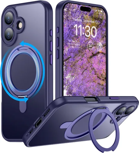 Vista 9 de Magnética para iPhone 12 e iPhone 12 Pro Funda, [con Soporte de Anillo Magnético Invisible Giratorio 360°][A Prueba de Golpes][Compatible