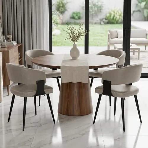 Vista 11 de Juego de 2 sillas de comedor, modernas sillas de cocina de piel