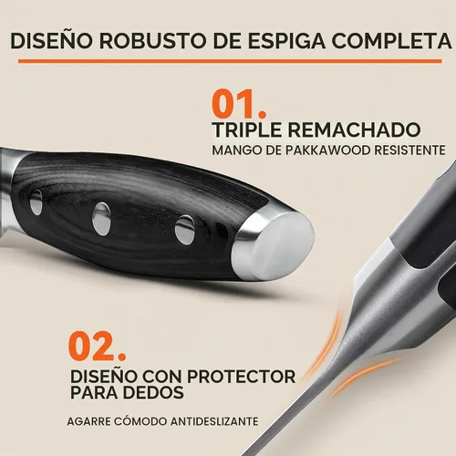 Vista 6 de TUO Black Hawk - Cuchillo de filete de 6 pulgadas para recortar grasa de carne, desollado de ciervos, mango de espiga completa, acero alemán de alto