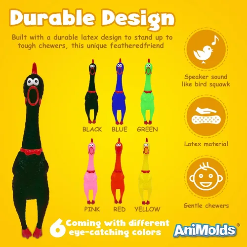 Vista 7 de Animolds Crazy Huge Rubber Chicken – Máquina gigante de ruido de 29 pulgadas para fiestas, bromas, bromas prácticas, chirridos de hasta 45 segundos