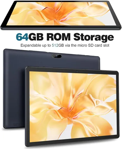 Vista 3 de PRITOM Tablet Android 13 de 10 pulgadas, tableta con funda, 64 GB, expansión de 512 GB, Quad-Core, pantalla IPS HD de 1280 * 800, cámara dual