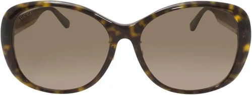 Vista 2 de Gucci GG0849SK 003 - Lentes de sol para mujer color azul Havana-azulmarrón lentes degradados redondos 2323in Habana café y azul
