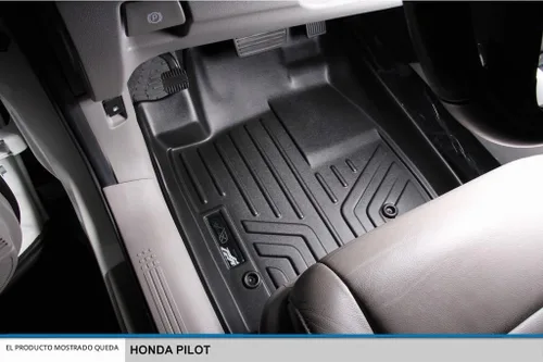 Vista 2 de SMARTLINER Juego de alfombrillas de piso de ajuste personalizado de 2 filas para Honda Pilot 2009-2015 Negro