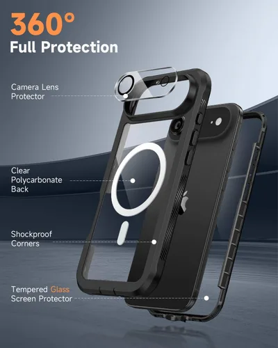 Vista 2 de seacosmo Funda para iPhone Air, Parachoques de Cuerpo Completo con Pantalla de Vidrio Templado 9H Integrada y Protector de Lente de Cámara