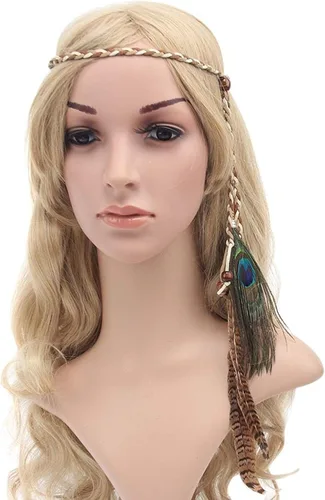 Vista 6 de Tallahassee - Diadema con borlas de plumas indias estilo bohemio