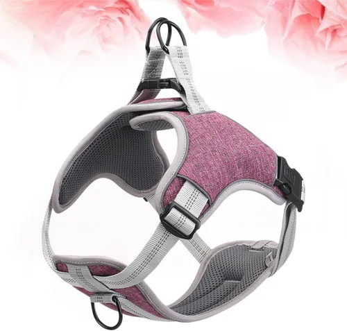 Vista 6 de Luxshiny Adjustable Reflective Dog Harness Vest, Breathable Pet Chest Straps, No-Pull Dog Harness for Outdoor Walking, Purple Medium