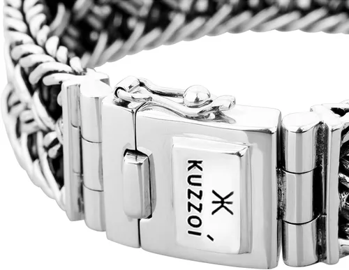 Vista 2 de kuzzoi Pulsera redonda bizantina de plata de ley 925 para hombre, longitud 7,48 pulgadas - 9,05 pulgadas, ancho 0,78 pulgadas, 3.39 onzas