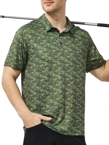 Vista 2 de marami Camisas polo de golf para hombre Dry Fit manga corta impreso camisetas polo UPF absorción de humedad camisas tácticas cuello camisas