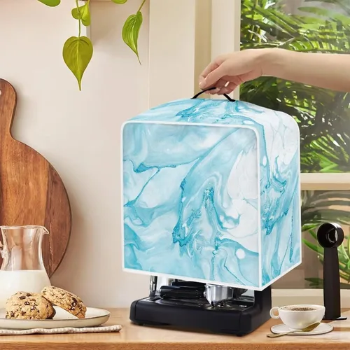 Vista 106 de Funda para cafetera, poliéster, azul, se adapta a la mayoría de máquinas de café estándar, protector resistente al polvo, huellas dactilares Playa