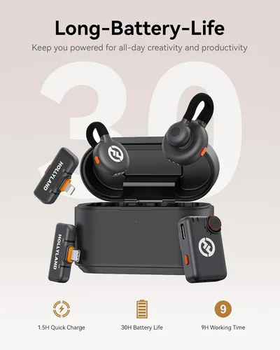 Vista 6 de Hollyland Lark M2S Ultimate Combo (cámara RX+USB-C RX+Lightning RX) Micrófono inalámbrico Lavalier para iPhone/cámara/Android/PC, micrófono