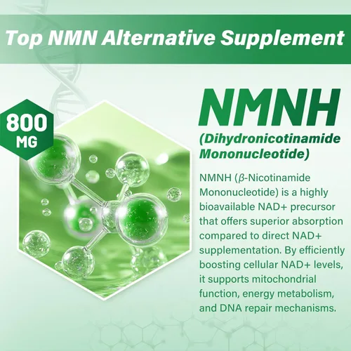 Vista 4 de Suplemento NMNH puro 120 cápsulas – 800 mg de suplementos de NMNH de alta pureza, suplemento de NAD para Boost NAD+ para energía celular
