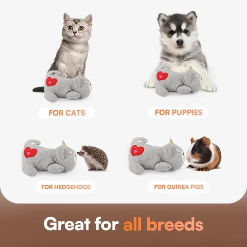 Vista 4 de ALL FOR PAWS Heartbeat - Juguete de peluche para gatos, compañero calmante para gatitos con latidos cardíacos realistas, alivio de la ansiedad