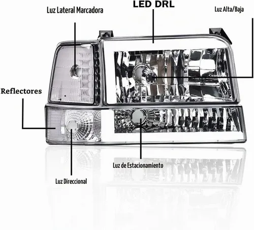 Vista 4 de Conjunto de faros LED PIT66 para Ford F150 Bronco 1992-1996
