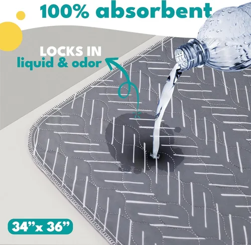 Vista 2 de NALALAS Almohadillas grandes lavables para orina para perros Almohadillas reutilizables, impermeables y súper absorbentes para cachorros