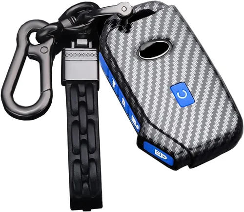 Vista 10 de SANRILY Funda de llave para Kia Telluride Remote Key Case Shell Holder con llavero, Negro