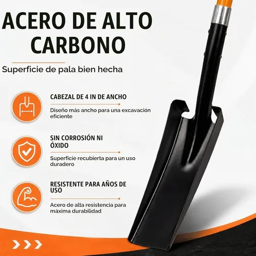 Vista 2 de VNIMTI Pala para zanjas limpias, pala de zanja de 4 pulgadas con mango de fibra de vidrio, 58 pulgadas