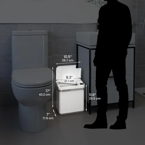 Vista 6 de iTouchless - Contenedor de basura de 4 galones con sensor, filtro de olor AbsorbX y ambientador de aire