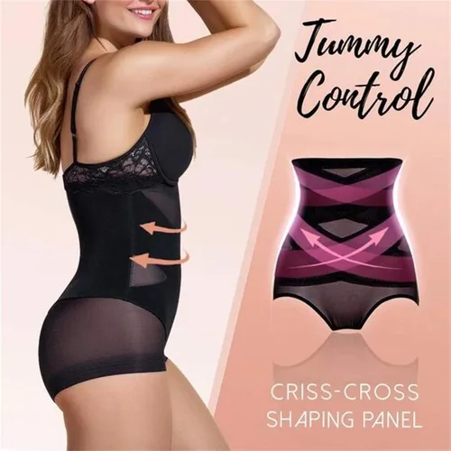 Vista 2 de NW Pantalones moldeadores para mujer de compresión cruzada de ABS de cintura alta control de abdomen moldeadores