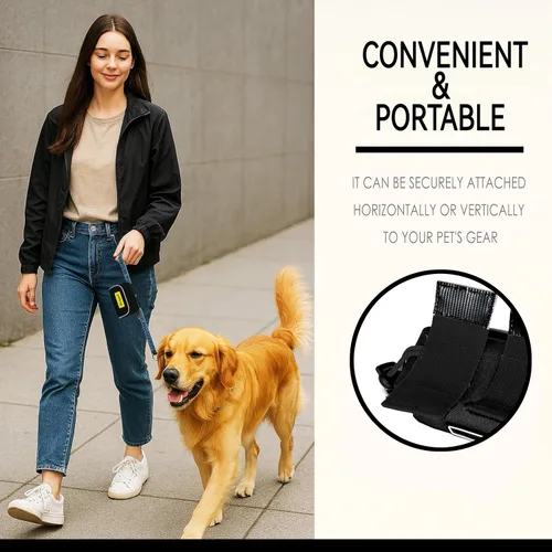 Vista 5 de Soporte para bolsa de excrementos de perro para correa, 2 bolsas impermeables con cremallera, bolsa de golosinas para perros para accesorios