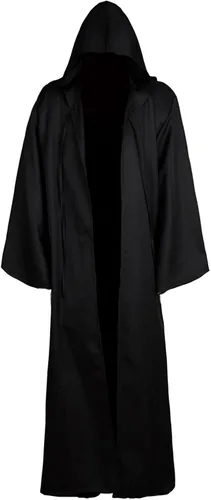 Vista 2 de Tonainy Bata con capucha para hombre, disfraz de caballero para Halloween, cosplay, bata negra