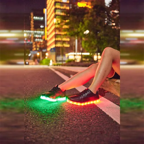 Vista 4 de Zapatos con luz USB para adultos, recargables, intermitentes, con luz LED, unisex, para deportes
