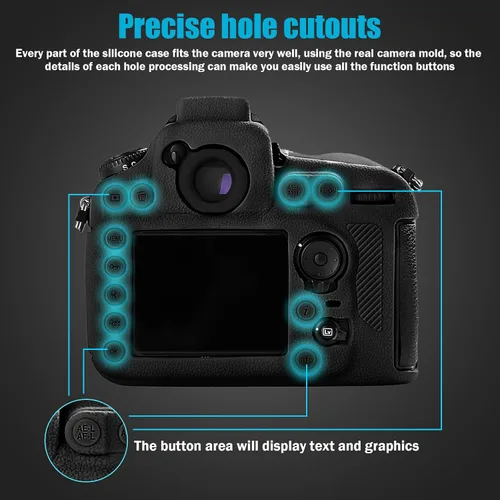 Vista 2 de Easy Hood Cubierta de la caja de la cámara para cámara digital Nikon D810 D810A (negro) Funda protectora de silicona suave, ligera, delgada