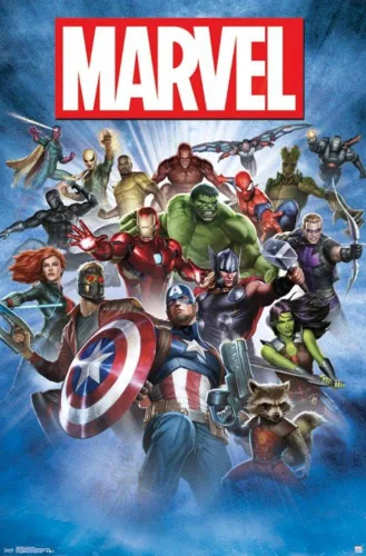 Vista 17 de Trends International Marvel Comics - Póster de pared de tiro grupal, 14.725 x 22.375 pulgadas, versión enmarcada de madera de granero