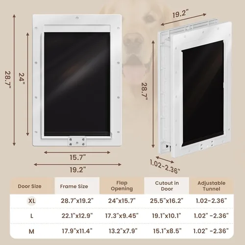Vista 7 de Puerta para Perros XL para Puerta, Puerta para Perros Extra Grande de Plástico que Nunca se Oxida para Puertas Interiores y Exteriores, Puerta Extra