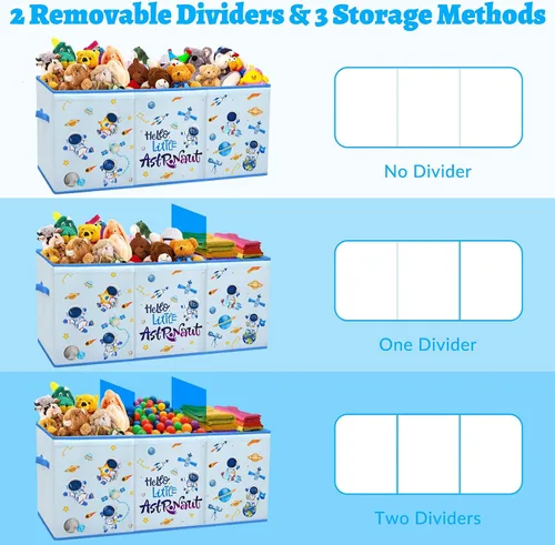 Vista 7 de decalsweet Caja de juguetes para niños, contenedor de almacenamiento plegable con asas para tapas para niños y niñas, caja organizadora de juguetes