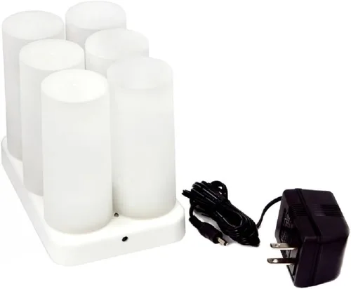 Vista 2 de CD-RC-6ST-A - Velas eléctricas LED recargables, sin llama, parpadeantes, juego de 6, color ámbar