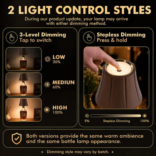 Vista 4 de WILIT Lámpara Inalámbrica de Botella para Botellas de Licor, Lámpara de 3 Niveles de Brillo con Soportes Inalámbricos para Lámparas de Mesa, Luz
