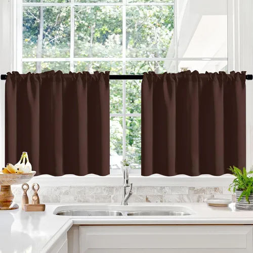 Vista 207 de Deconovo Cortinas opacas, aislamiento térmico, dobladillo para barra, reducción de ruido, certificado Oeko-TEX, cortinas de oscurecimiento