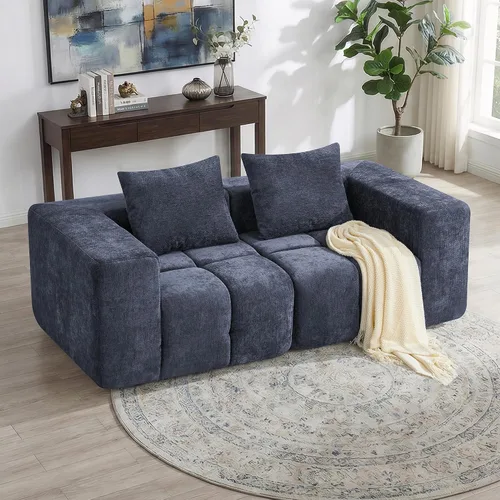 Vista 16 de Sofá de dos plazas seccional modular sin armazón de 78.7 pulgadas, sofá nube capitoné con asiento profundo, sofá de chenilla para sala de estar
