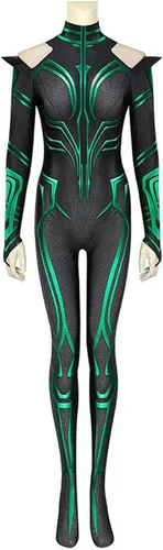 Vista 3 de Disfraz de Hela para niños, overol de cosplay con capa para niñas, traje de Halloween