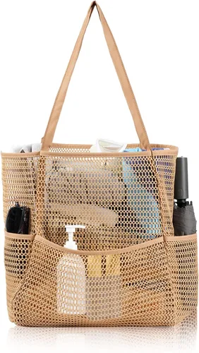Vista 2 de Bolsa de playa de malla, bolsa de hombro extragrande para mujer, bolsa de piscina para compras, viajes y vacaciones