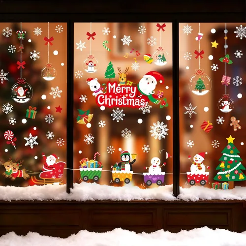 Vista 14 de Adhesivos navideños y calcomanías de Navidad para decoración de ventanas