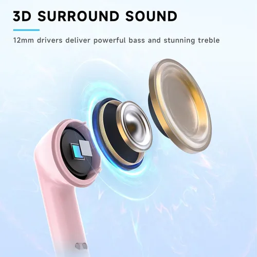 Vista 5 de RYR Auriculares inalámbricos para juegos, 20 ms de baja latencia, auriculares para juegos con micrófono con cancelación de ruido, 2.4 GHz