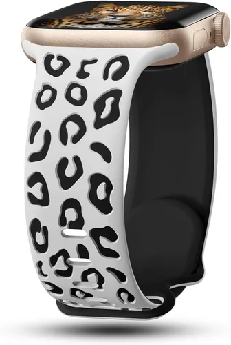 Vista 8 de CreateGreat Correas de leopardo grabadas compatibles con Apple Watch Band de 1.575 in 1.614 in 1.496 in 1.654 in 1.732 in 1.772 in 1.811 in 1.929 in