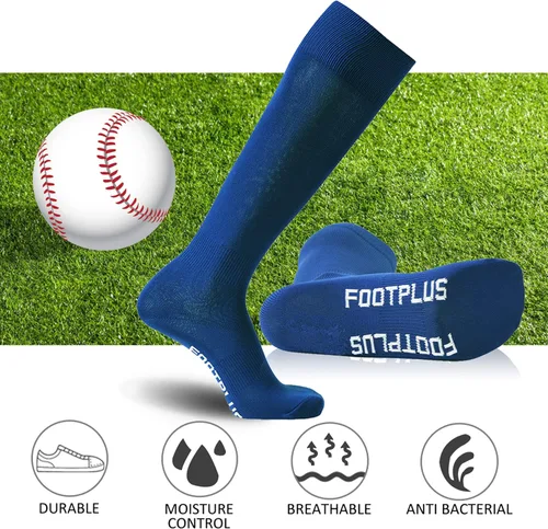 Vista 5 de FOOTPLUS Baseball Softball Socks, Unisex Over Knee High Solid Sports Rugby Soccer Socks