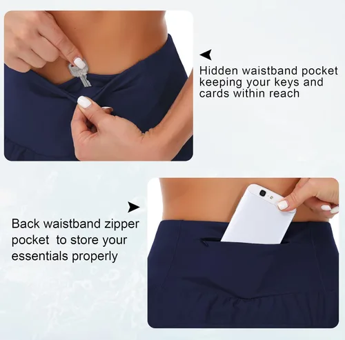 Vista 4 de THE GYM PEOPLE - Pantalones cortos deportivos de entrenamiento para mujer, con cintura alta, de secado rápido, con forro de malla y bolsillos