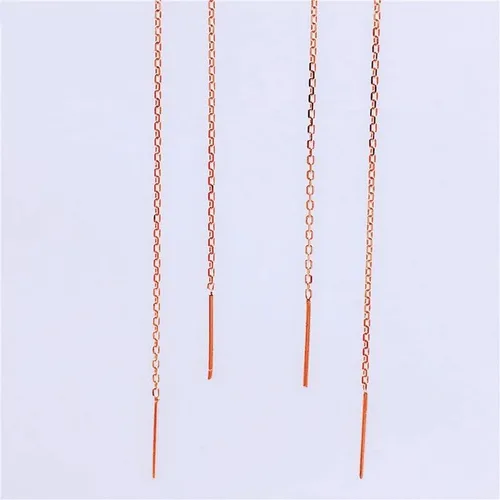Vista 4 de SAGEKING 2024 New 585 Purple Gold Plated 14K Rose Gold Long O-Shaped Chain Earrings Simple Fashion Earrings For Women Party Jewelry Fashion